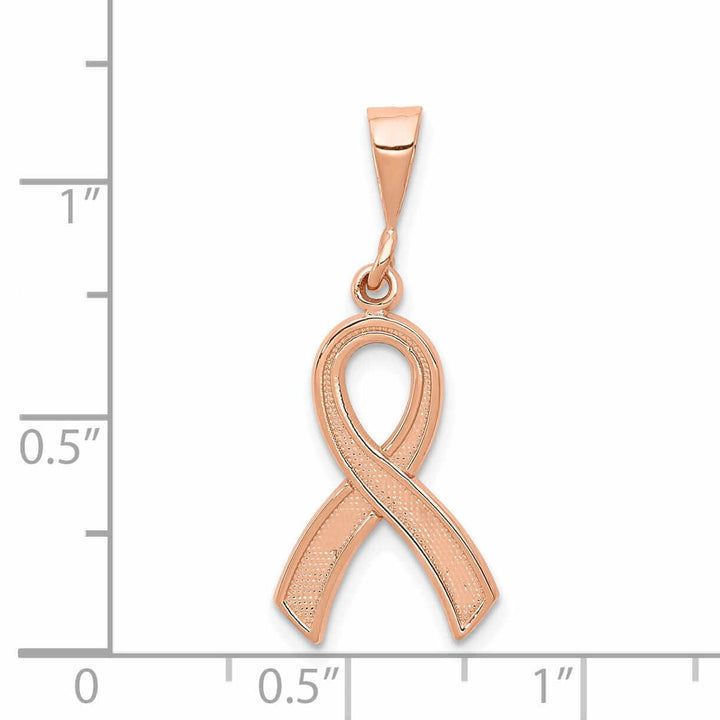 Lovely Rita's Pendants & Charms 14k Rose Gold Textured Polished Finish Awareness Ribbon Charm Pendant