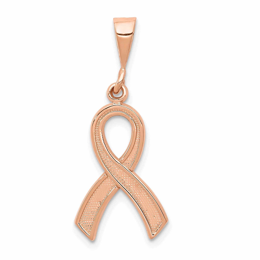 Lovely Rita's Pendants & Charms 14k Rose Gold Textured Polished Finish Awareness Ribbon Charm Pendant
