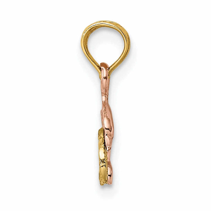 Lovely Rita's Pendants & Charms 14K Rose Gold White Rhodium Dolphin Swimming in Wave Design Charm Pendant