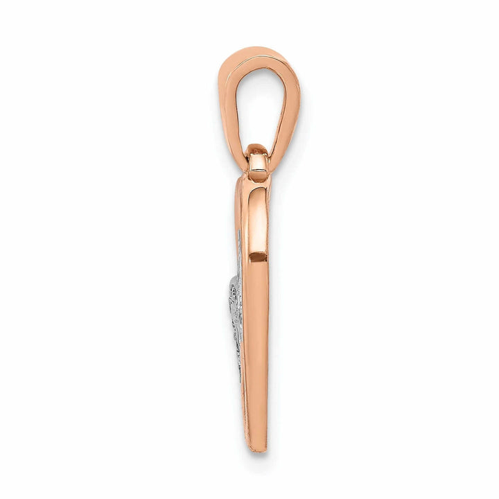Lovely Rita's Pendants & Charms 14k Rose Gold, White Rhodium Polished Finish Open Back 0.054-CT Diamond Two Entwined Hearts Design Charm Pendant