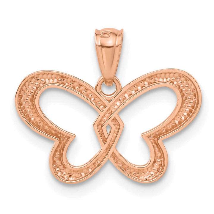 Lovely Rita's Pendants & Charms 14k Rose Gold with Rhodium Open Back Casted Solid Polished Finish Butterfly Charm Pendant