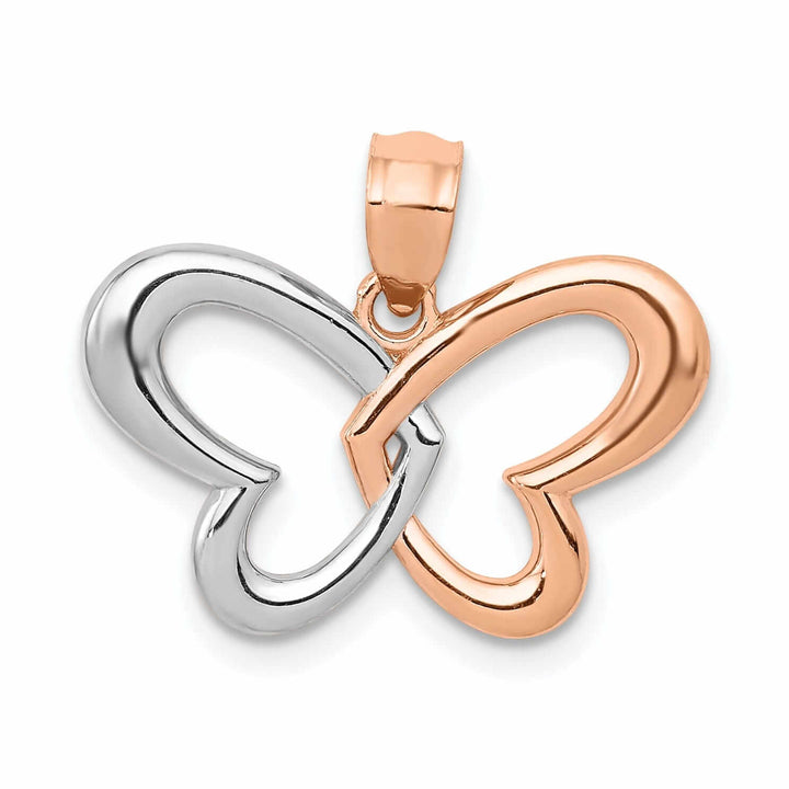 Lovely Rita's Pendants & Charms 14k Rose Gold with Rhodium Open Back Casted Solid Polished Finish Butterfly Charm Pendant