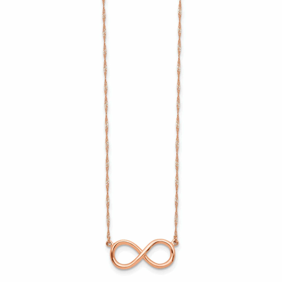 Lovely Rita's Pendants & Charms 14K Rose Polished Finish Infinity Design Pendant in a 16.5-Inch Singapore Chain Necklace Set