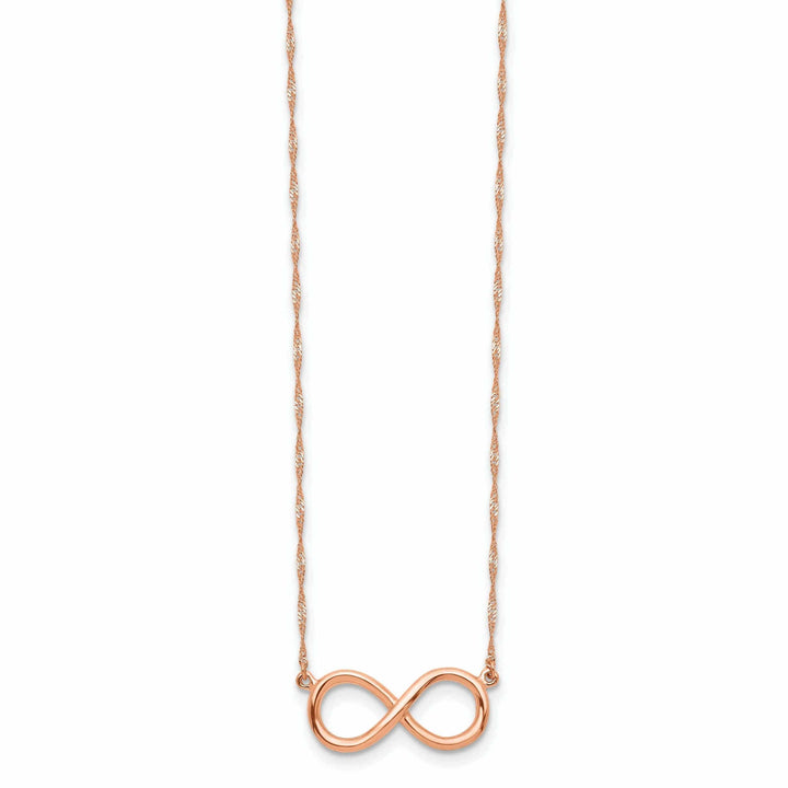 Lovely Rita's Pendants & Charms 14K Rose Polished Finish Infinity Design Pendant in a 16.5-Inch Singapore Chain Necklace Set