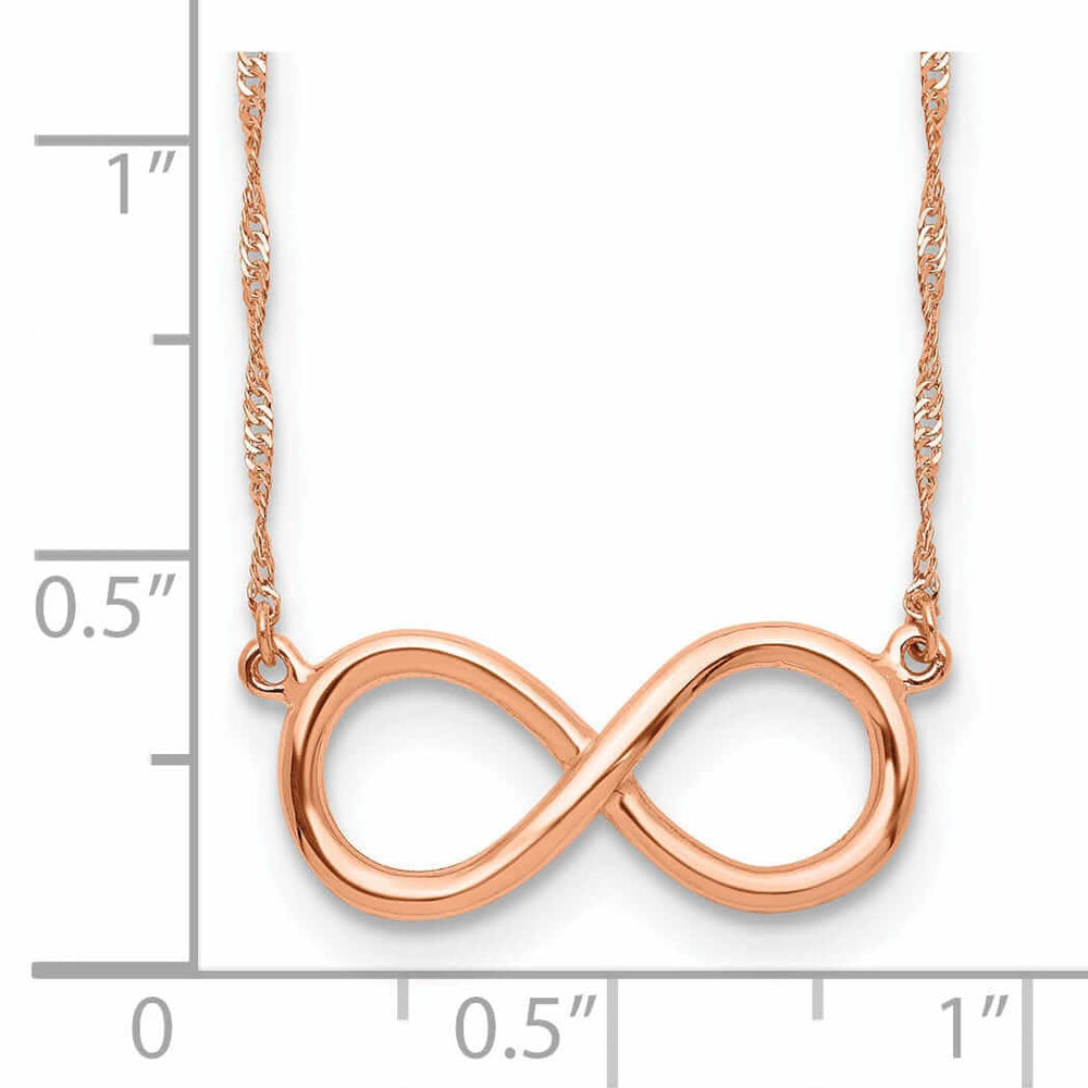 Lovely Rita's Pendants & Charms 14K Rose Polished Finish Infinity Design Pendant in a 16.5-Inch Singapore Chain Necklace Set