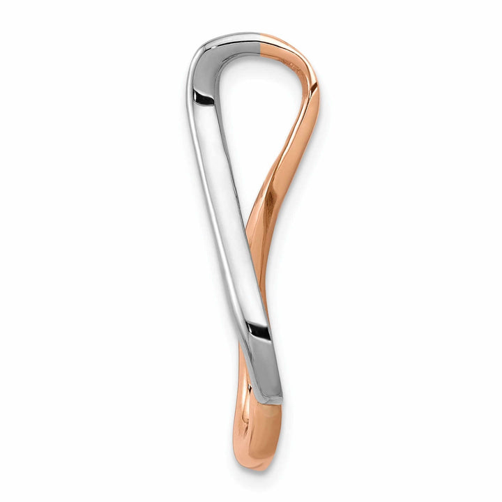 Lovely Rita's Pendants & Charms 14K Rose, White Gold Solid Polished Finish up side down Heart Shape Fancy Omega Slide Pendant fits upto 6 mm Omega