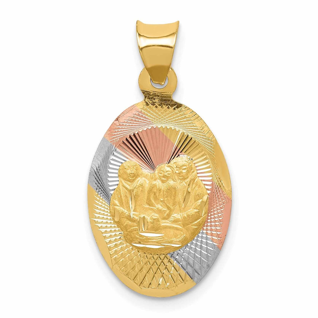 Lovely Rita's Pendants & Charms 14k Tri Color Gold Baptism Oval Medal Pendant. Engraving fee $22.00.