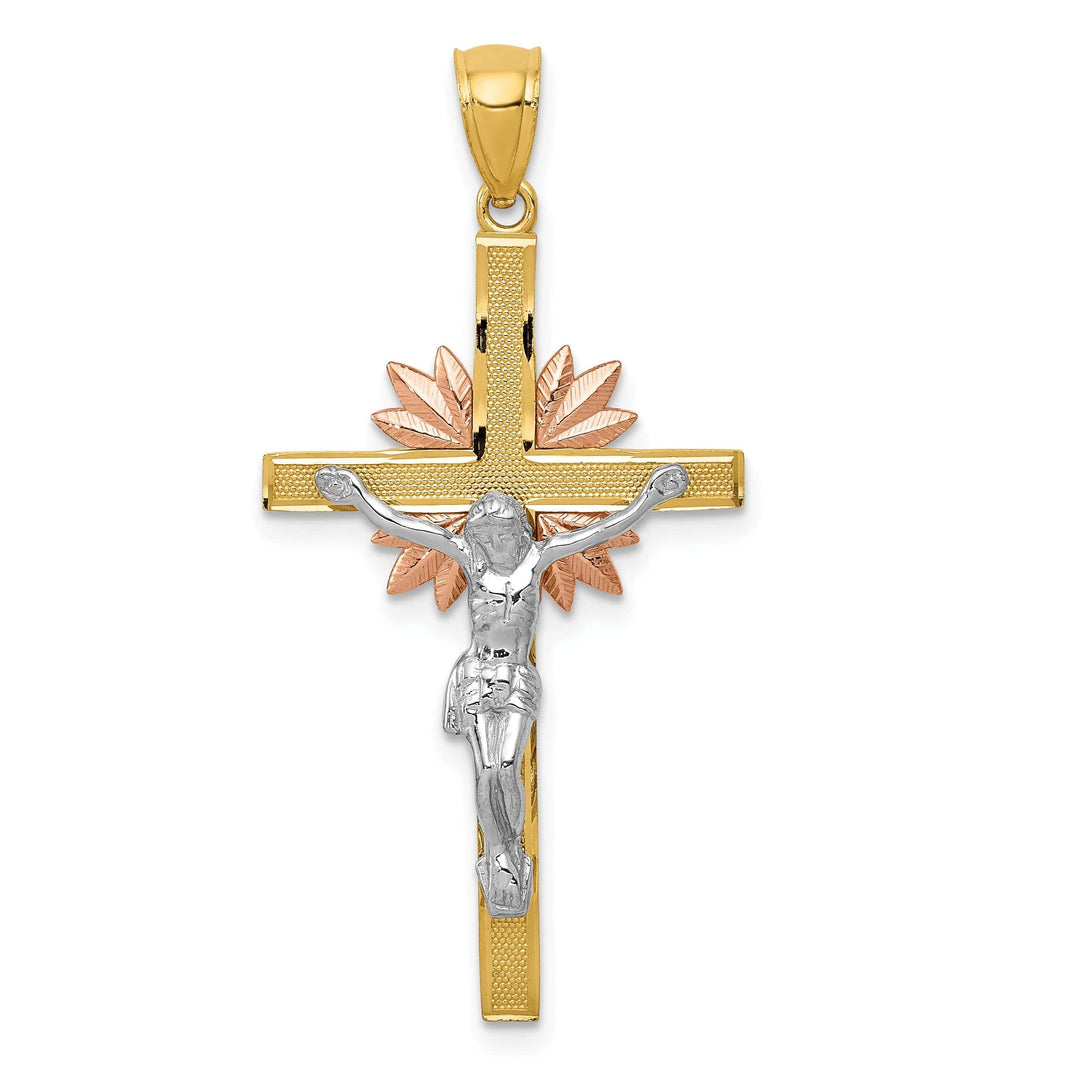 Lovely Rita's Pendants & Charms 14k Tri-Color Gold Celtic Crucifix Cross Pendant