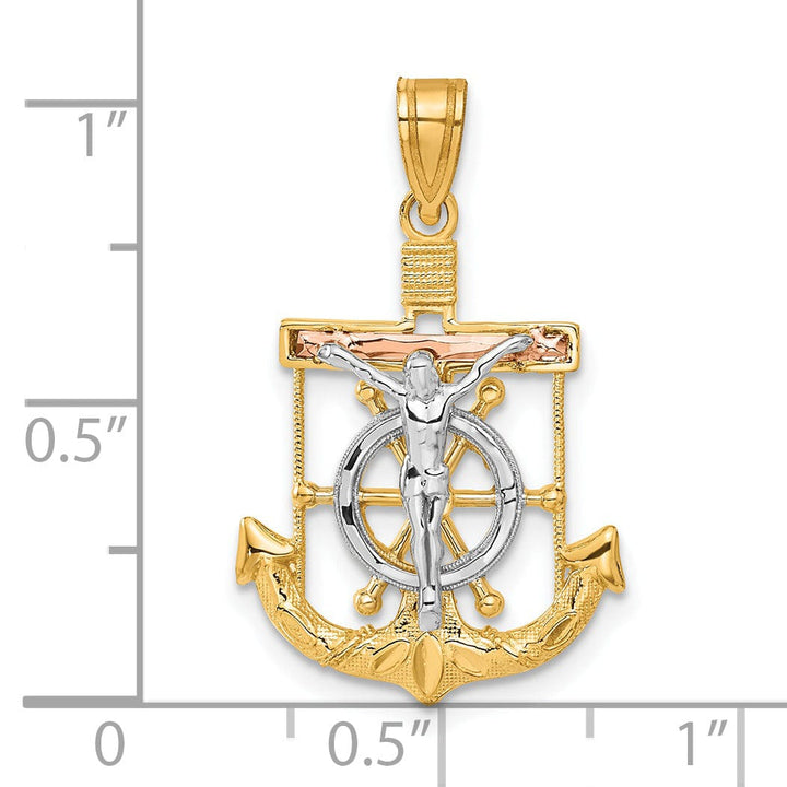 Lovely Rita's Pendants & Charms 14k Tri Color Gold Mariner's Cross Pendant