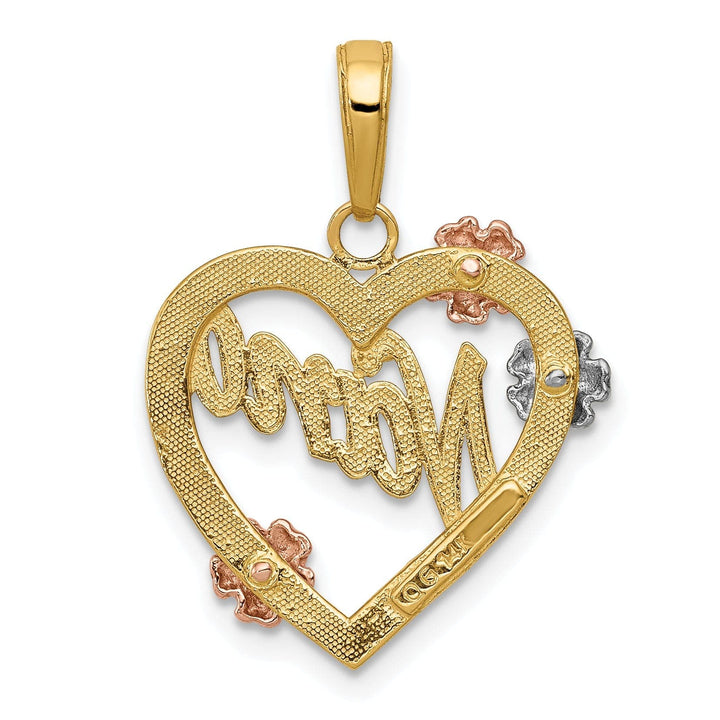 Lovely Rita's Pendants & Charms 14K Tri Color Gold NANA in Heart Shape Flowers Design Pendant