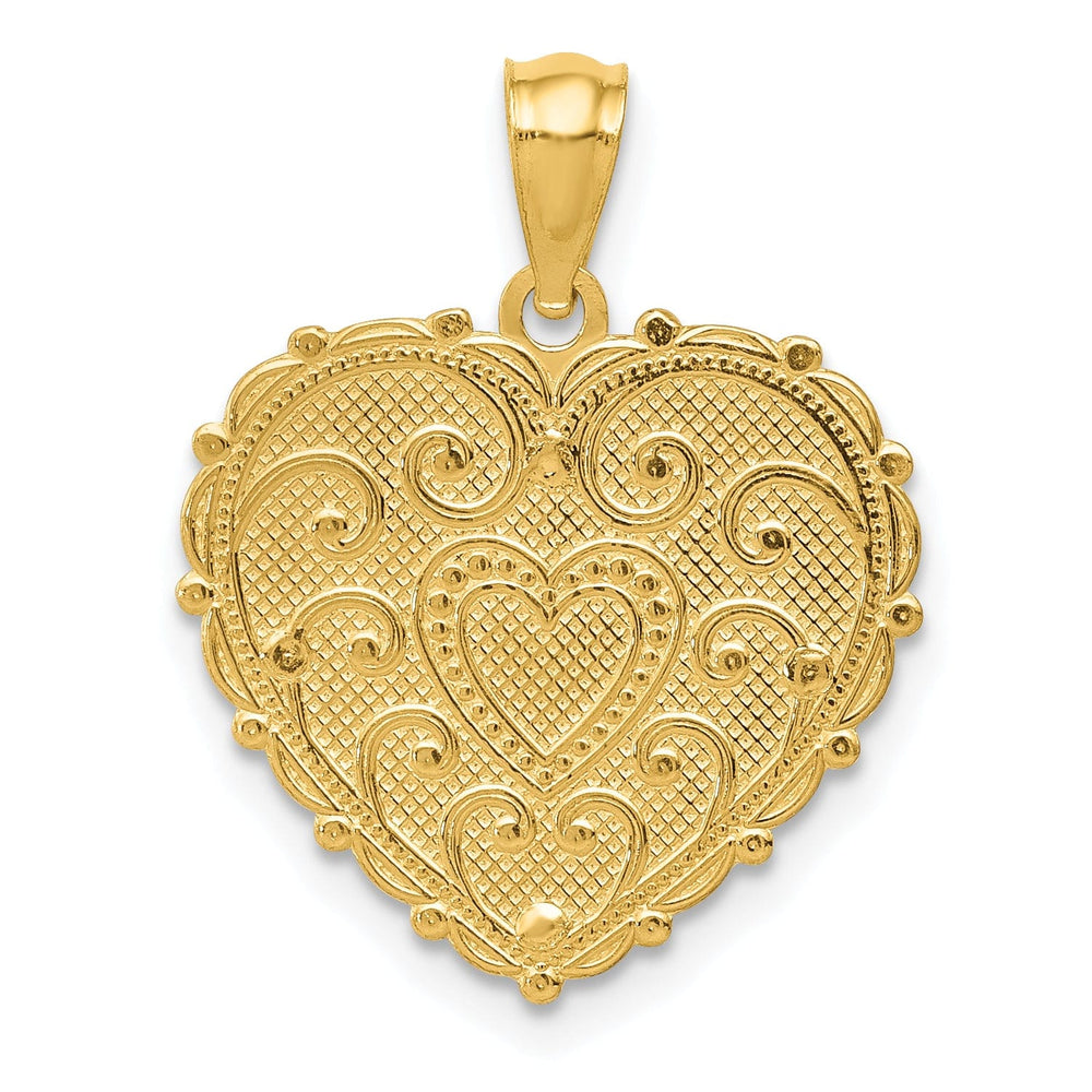 Lovely Rita's Pendants & Charms 14k Tri Color Gold Polished Finish Reversible #1 MOM Flower Shadowbox Heart Pendant