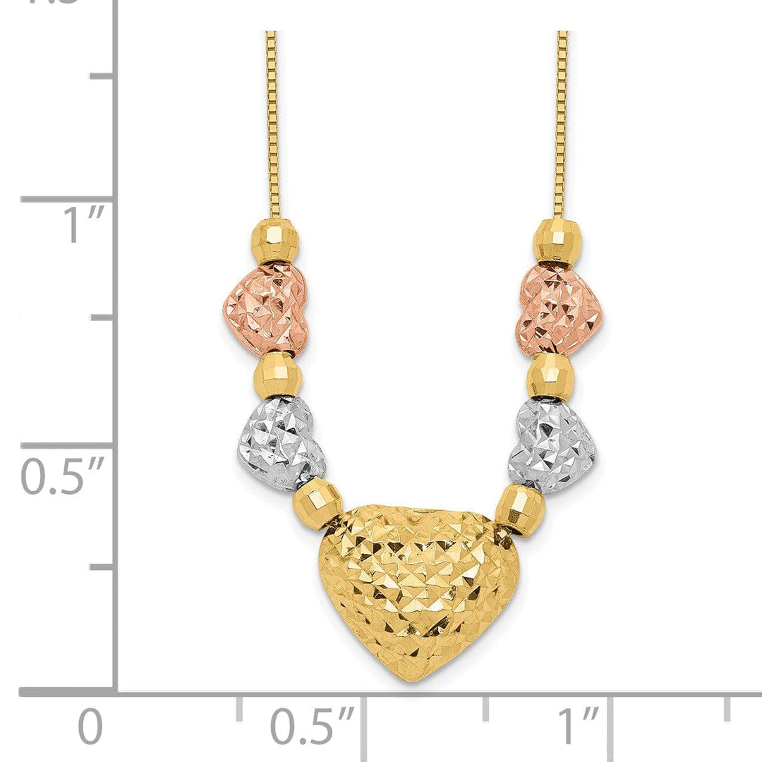 Lovely Rita's Pendants & Charms 14k Tri-color Puff Teardrop Necklace