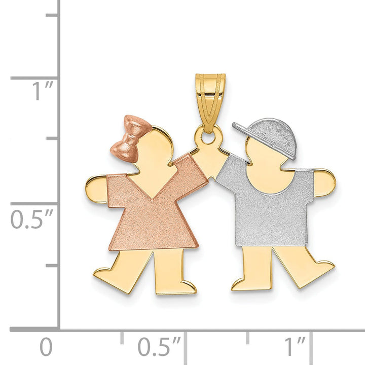 Lovely Rita's Pendants & Charms 14k Tri-color Small Girl-Boy Twins Kiss Charm