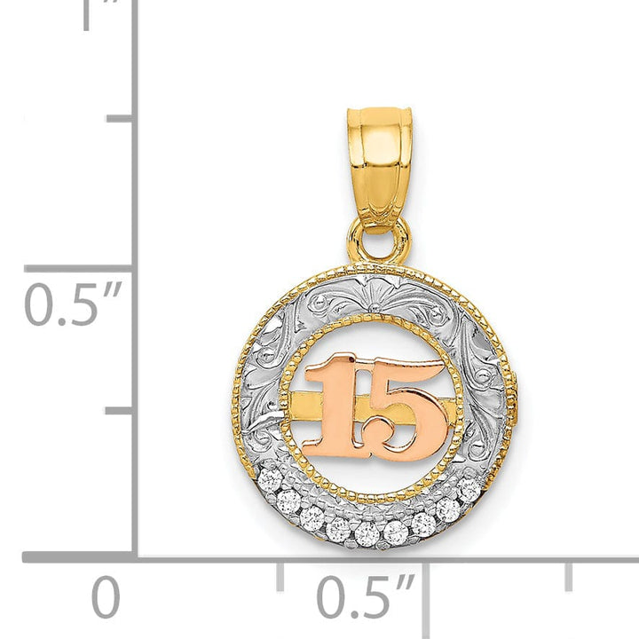 Lovely Rita's Pendants & Charms 14k Two Gold Cubic Zirconia 15 Anos Pendant