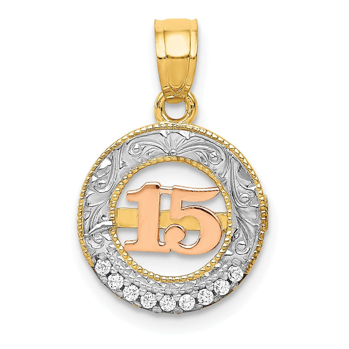Lovely Rita's Pendants & Charms 14k Two Gold Cubic Zirconia 15 Anos Pendant