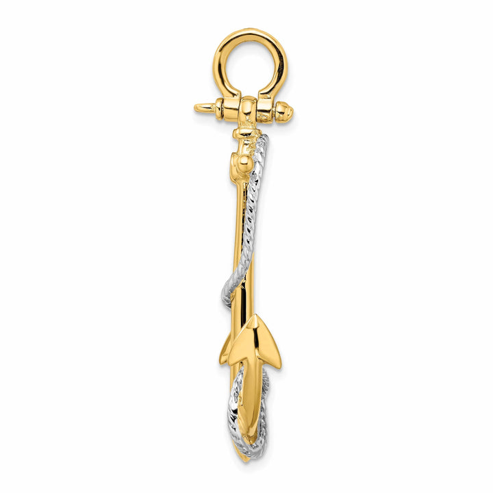 Lovely Rita's Pendants & Charms 14k Two-tone 3-D Anchor Entwined Rope Pendant