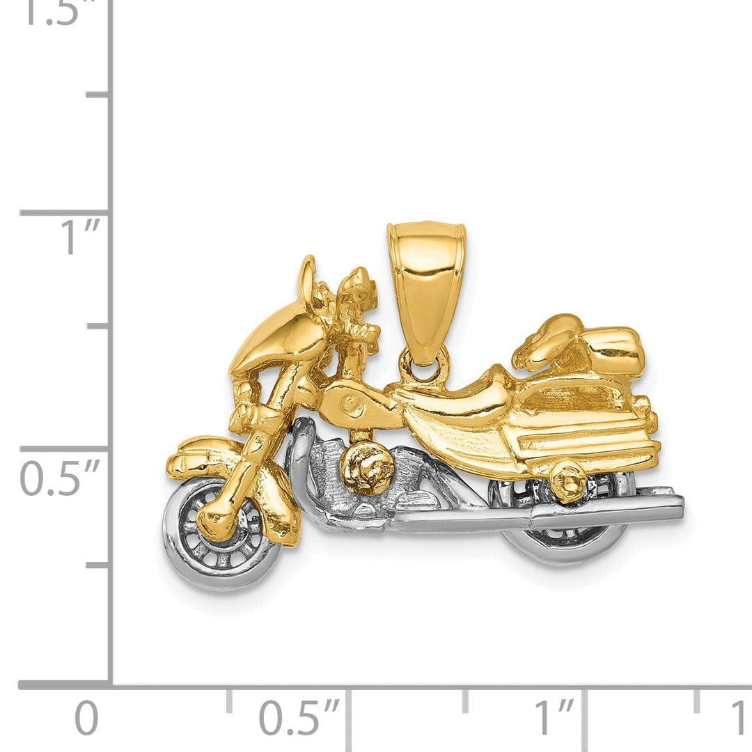 Lovely Rita's Pendants & Charms 14k Two-tone 3-Dimensional Motorcycle Pendant