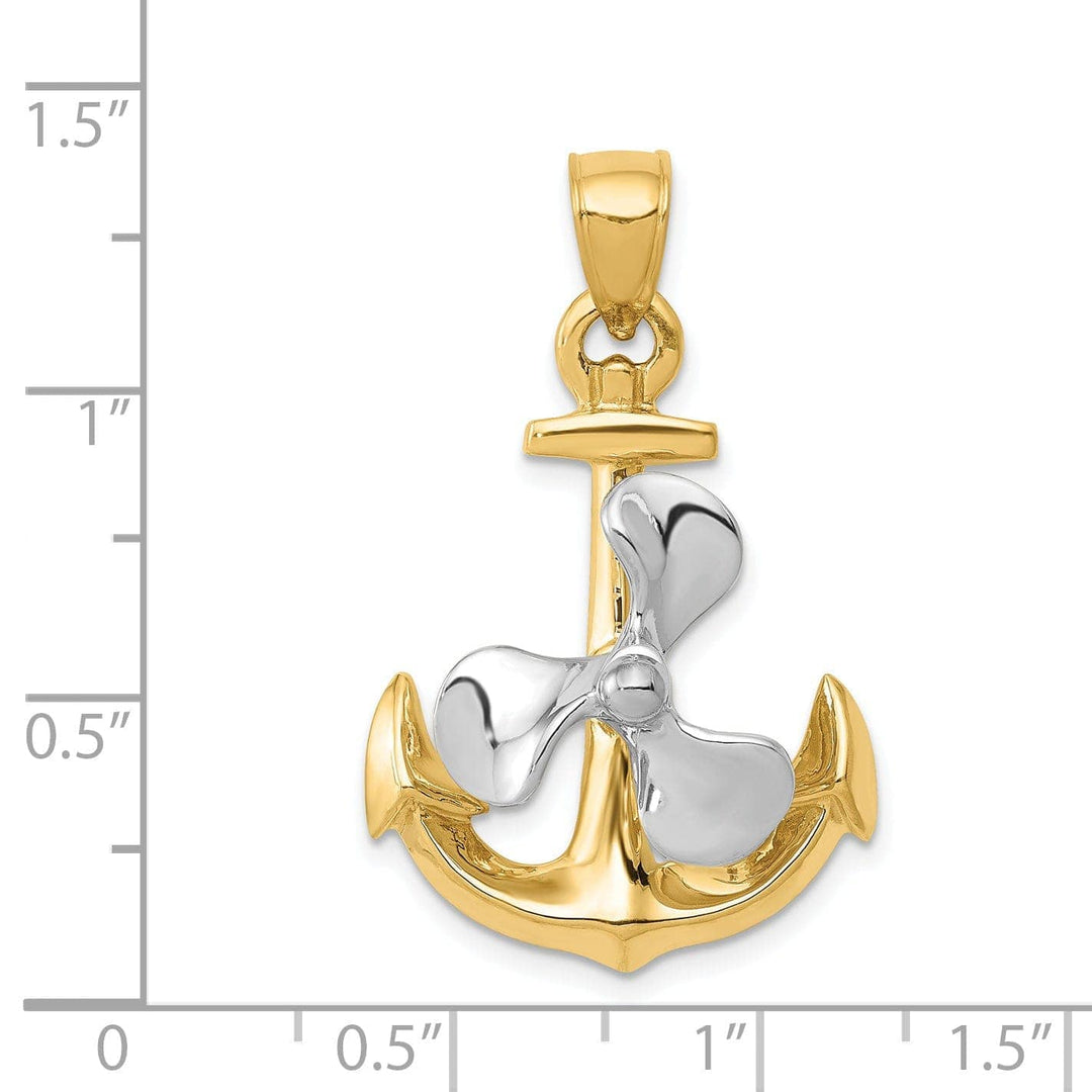 Lovely Rita's Pendants & Charms 14k Two Tone Anchor Moveable Propeller Pendant