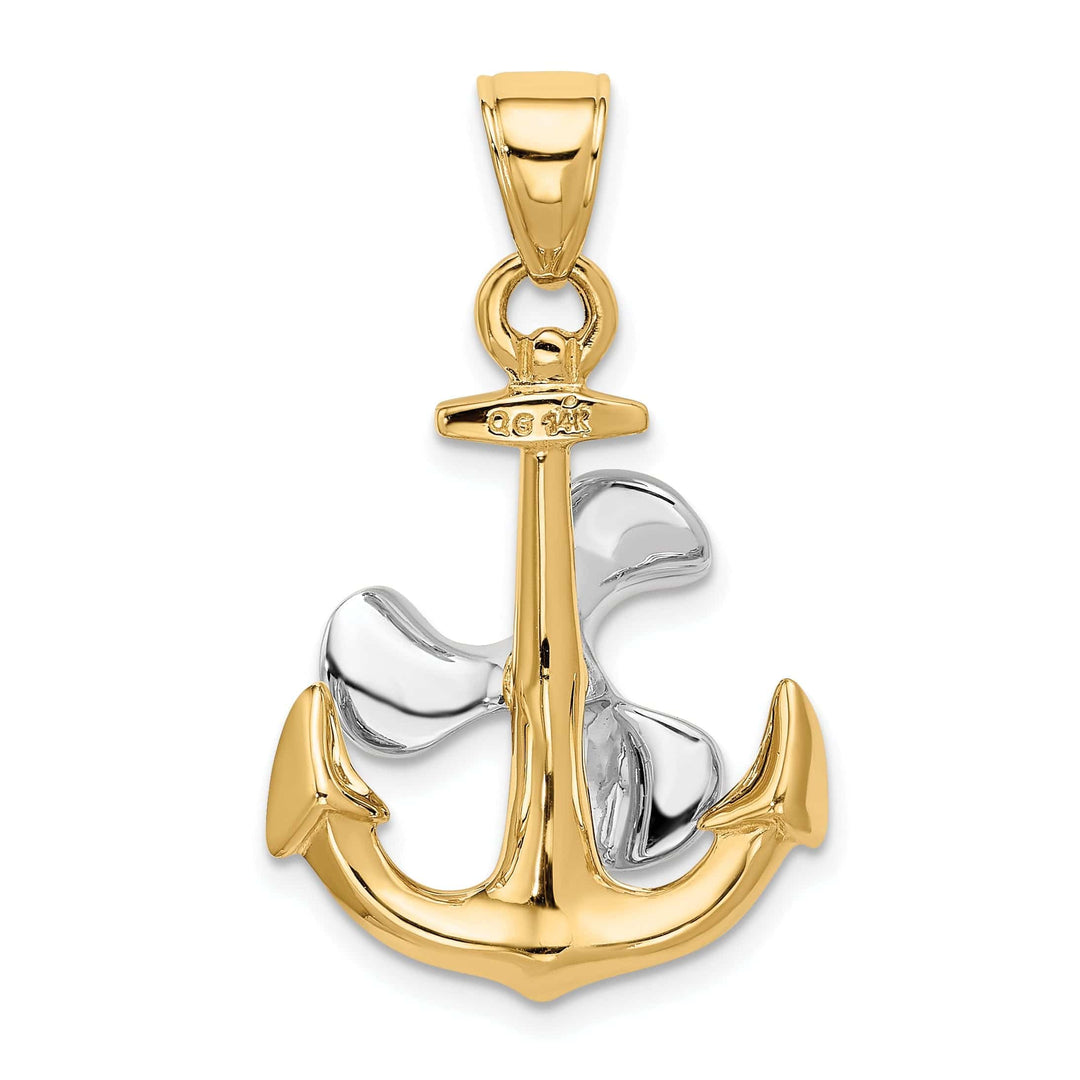 Lovely Rita's Pendants & Charms 14k Two Tone Anchor Moveable Propeller Pendant