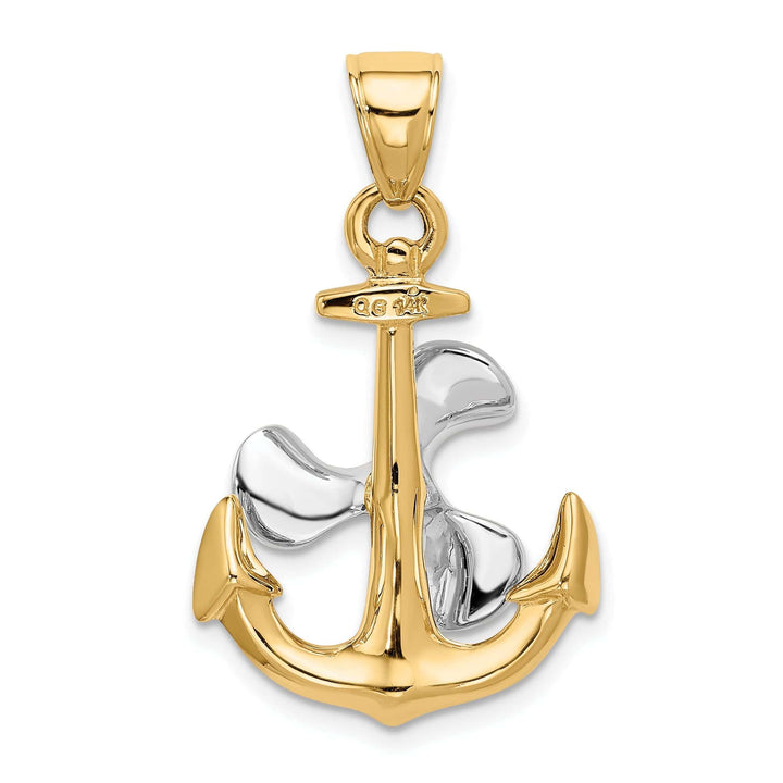 Lovely Rita's Pendants & Charms 14k Two Tone Anchor Moveable Propeller Pendant
