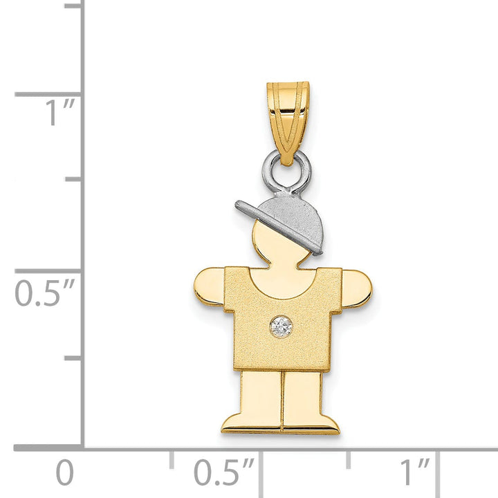 Lovely Rita's Pendants & Charms 14k Two-tone Diamond Boy With Hat Hugs Pendant