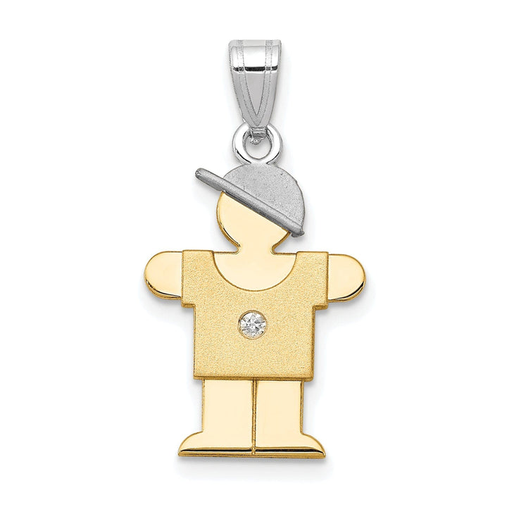 Lovely Rita's Pendants & Charms 14k Two-tone Diamond Boy With Hat Hugs Pendant
