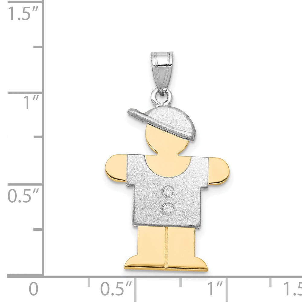 Lovely Rita's Pendants & Charms 14k Two-tone Diamond Boy With Hat Hugs Pendant
