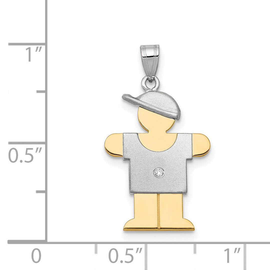 Lovely Rita's Pendants & Charms 14k Two-tone Diamond Boy With Hat Hugs Pendant