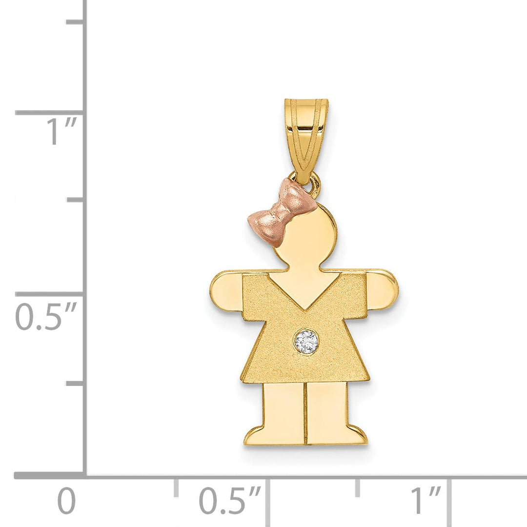 Lovely Rita's Pendants & Charms 14k Two-tone Diamond Girl With Bow Hugs Pendant