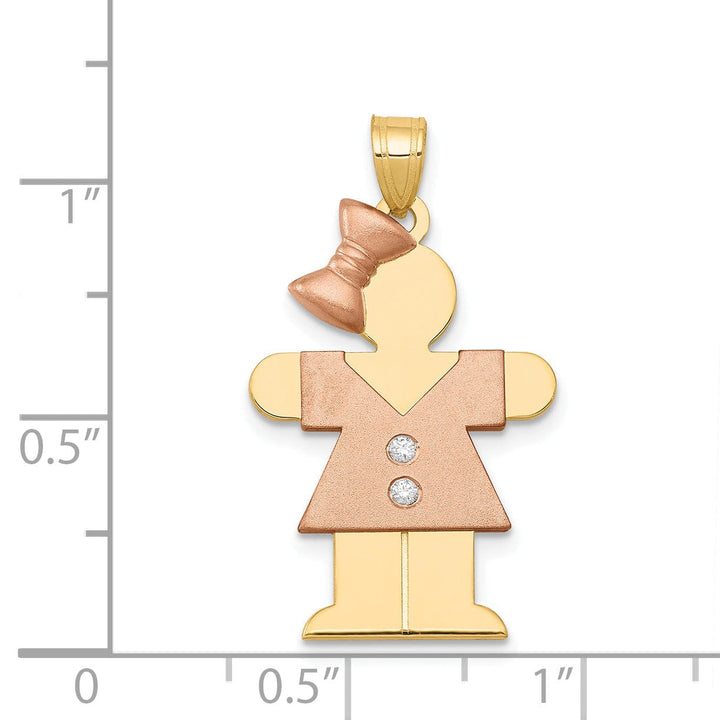 Lovely Rita's Pendants & Charms 14k Two-tone Diamond Girl With Bow Hugs Pendant