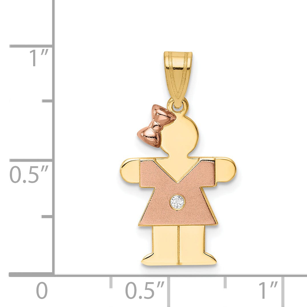 Lovely Rita's Pendants & Charms 14k Two-tone Diamond Girl With Bow Hugs Pendant