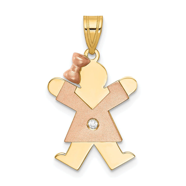 Lovely Rita's Pendants & Charms 14k Two-tone Diamond Girl With Bow Joy Pendant