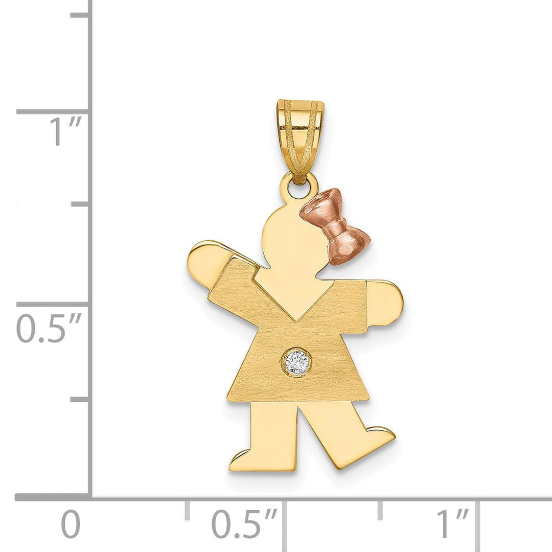 Lovely Rita's Pendants & Charms 14k Two-tone Diamond Girl With Bow Kiss Pendant