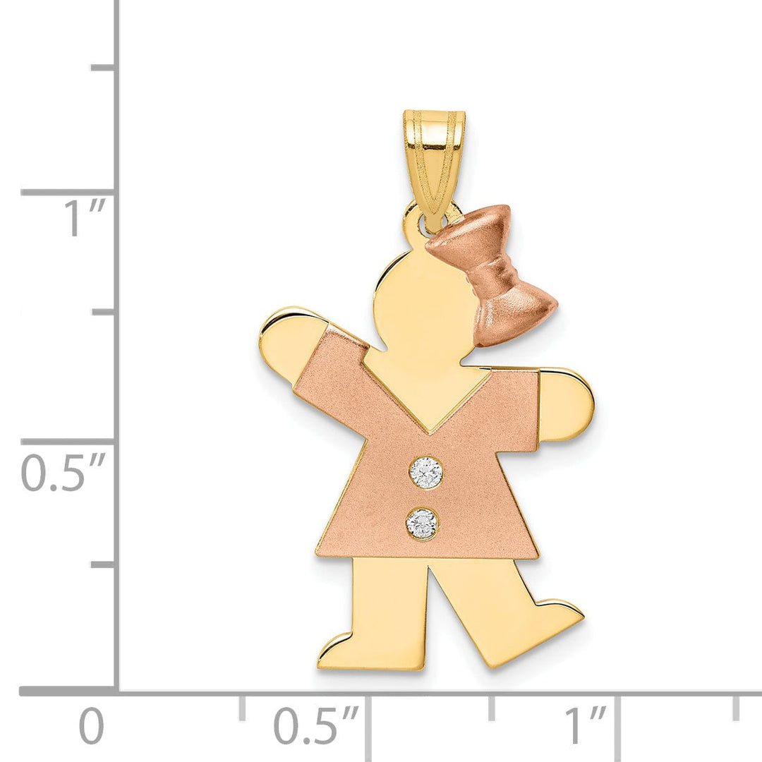 Lovely Rita's Pendants & Charms 14k Two-tone Diamond Girl With Bow Kiss Pendant