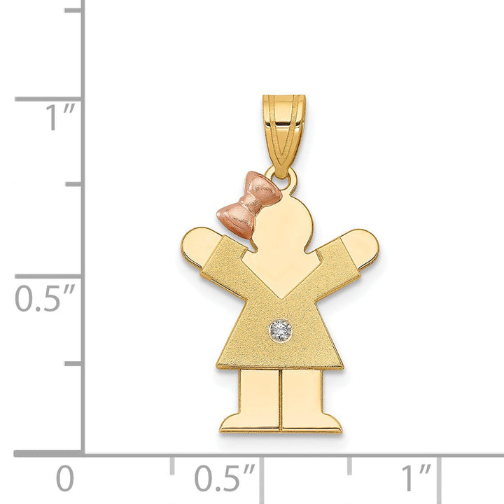 Lovely Rita's Pendants & Charms 14k Two-tone Diamond Girl With Bow Love Pendant