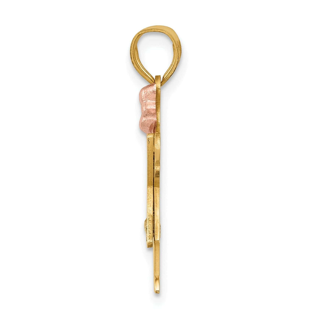 Lovely Rita's Pendants & Charms 14k Two-tone Diamond Girl With Bow Love Pendant