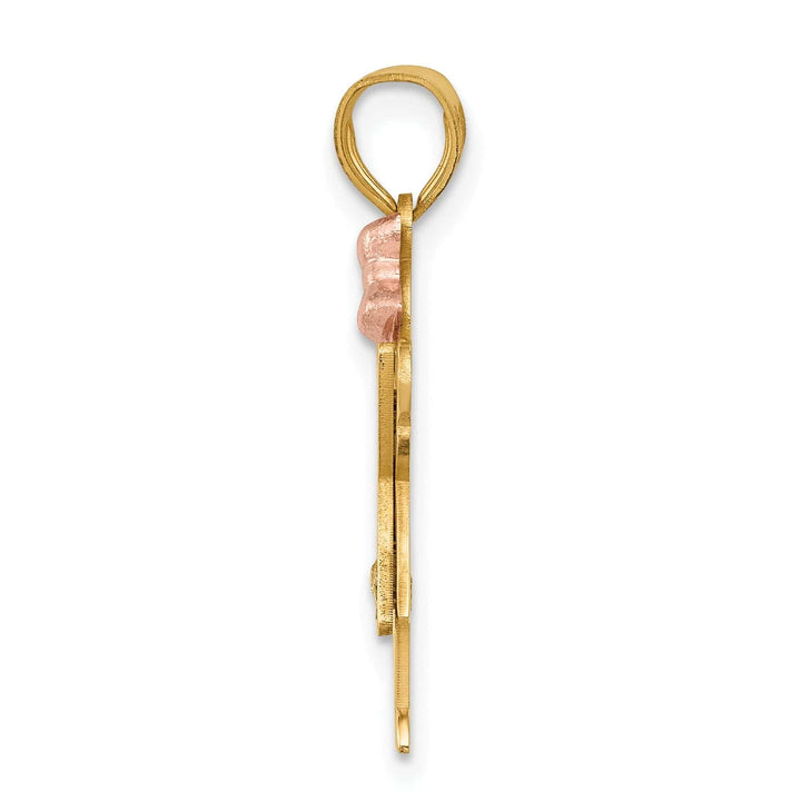 Lovely Rita's Pendants & Charms 14k Two-tone Diamond Girl With Bow Love Pendant