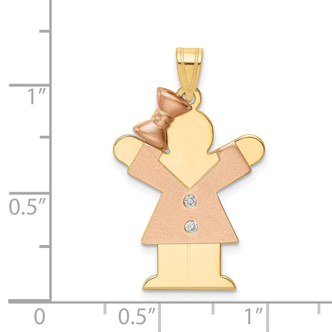 Lovely Rita's Pendants & Charms 14k Two-tone Diamond Girl With Bow Love Pendant