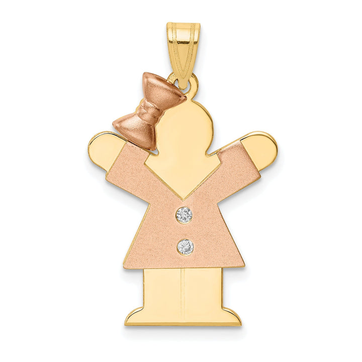 Lovely Rita's Pendants & Charms 14k Two-tone Diamond Girl With Bow Love Pendant