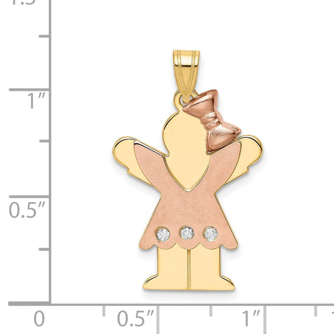 Lovely Rita's Pendants & Charms 14k Two-tone Diamond Girl With Bow Love Pendant