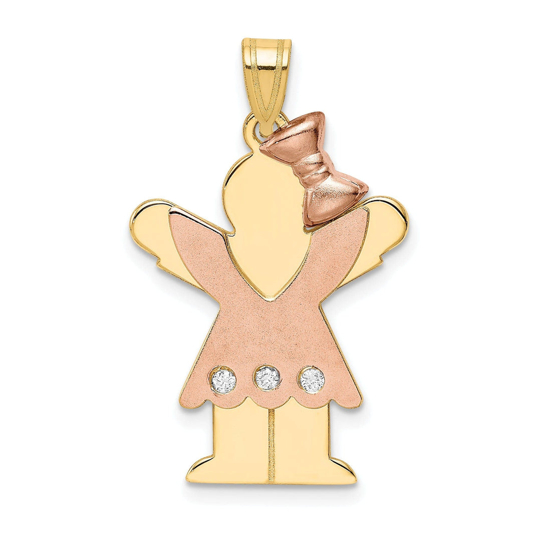 Lovely Rita's Pendants & Charms 14k Two-tone Diamond Girl With Bow Love Pendant