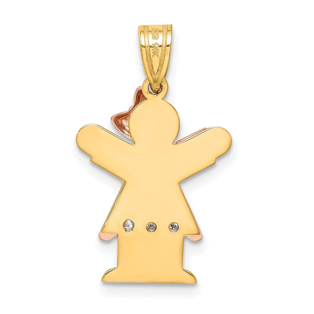 Lovely Rita's Pendants & Charms 14k Two-tone Diamond Girl With Bow Love Pendant