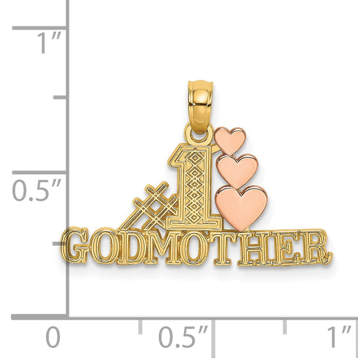 Lovely Rita's Pendants & Charms 14K Two Tone Gold #1 GODMOTHER Triple Hearts Design Pendant
