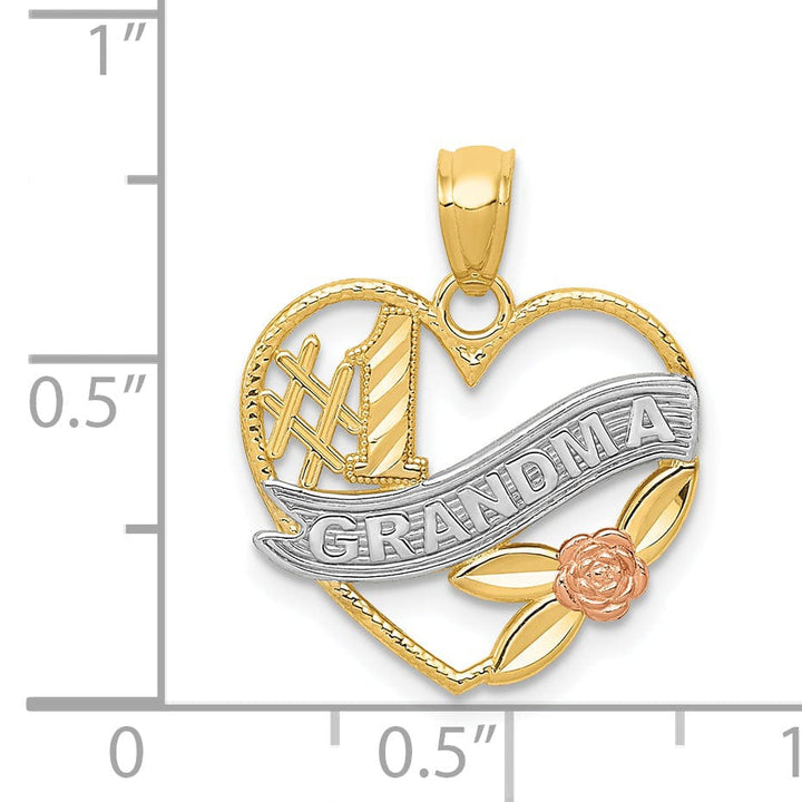 Lovely Rita's Pendants & Charms 14k Two Tone Gold #1 Grandma Heart Pendant