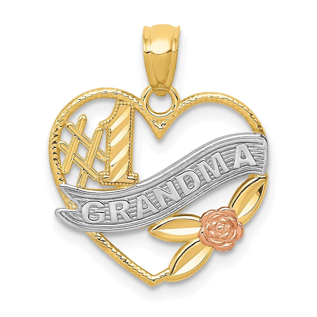 Lovely Rita's Pendants & Charms 14k Two Tone Gold #1 Grandma Heart Pendant