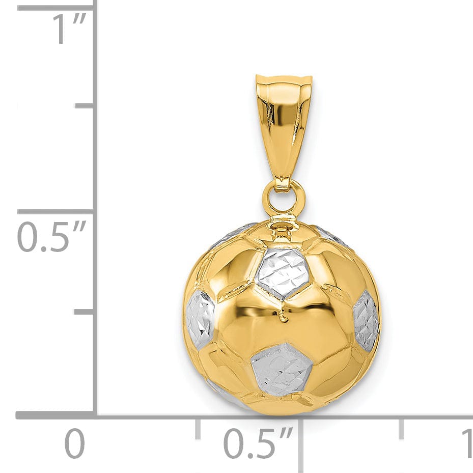 Lovely Rita's Pendants & Charms 14k Two Tone Gold 3-D Soccer Ball Charm Pendant