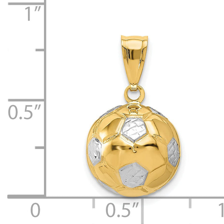 Lovely Rita's Pendants & Charms 14k Two Tone Gold 3-D Soccer Ball Charm Pendant