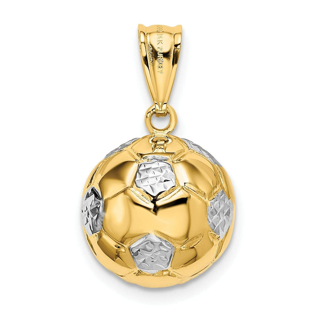 Lovely Rita's Pendants & Charms 14k Two Tone Gold 3-D Soccer Ball Charm Pendant