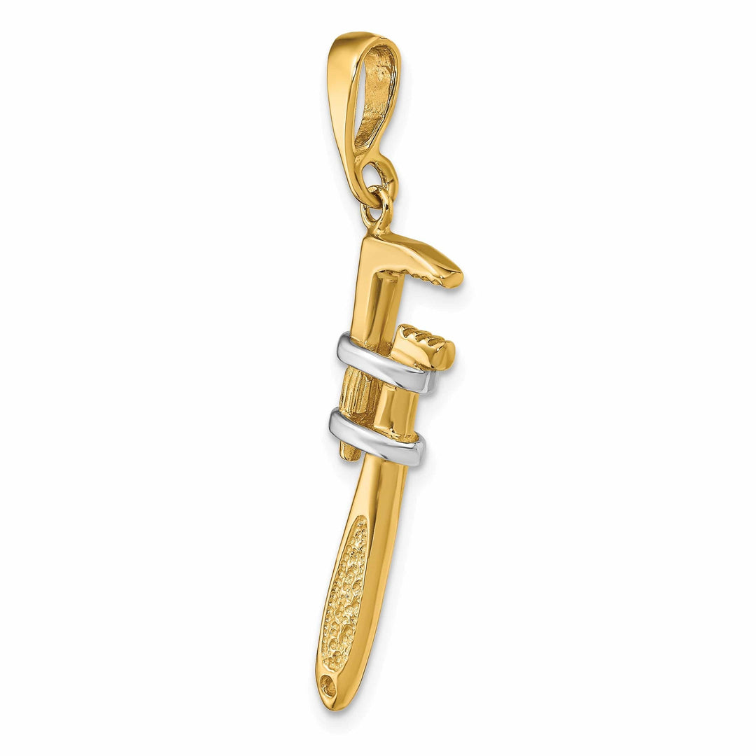 Lovely Rita's Pendants & Charms 14k Two Tone Gold 3-Dimensional Wrench Pendant