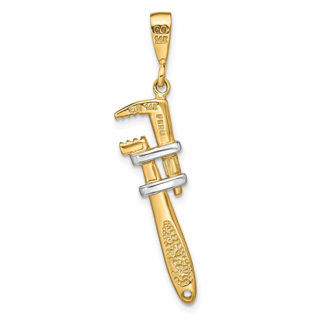 Lovely Rita's Pendants & Charms 14k Two Tone Gold 3-Dimensional Wrench Pendant